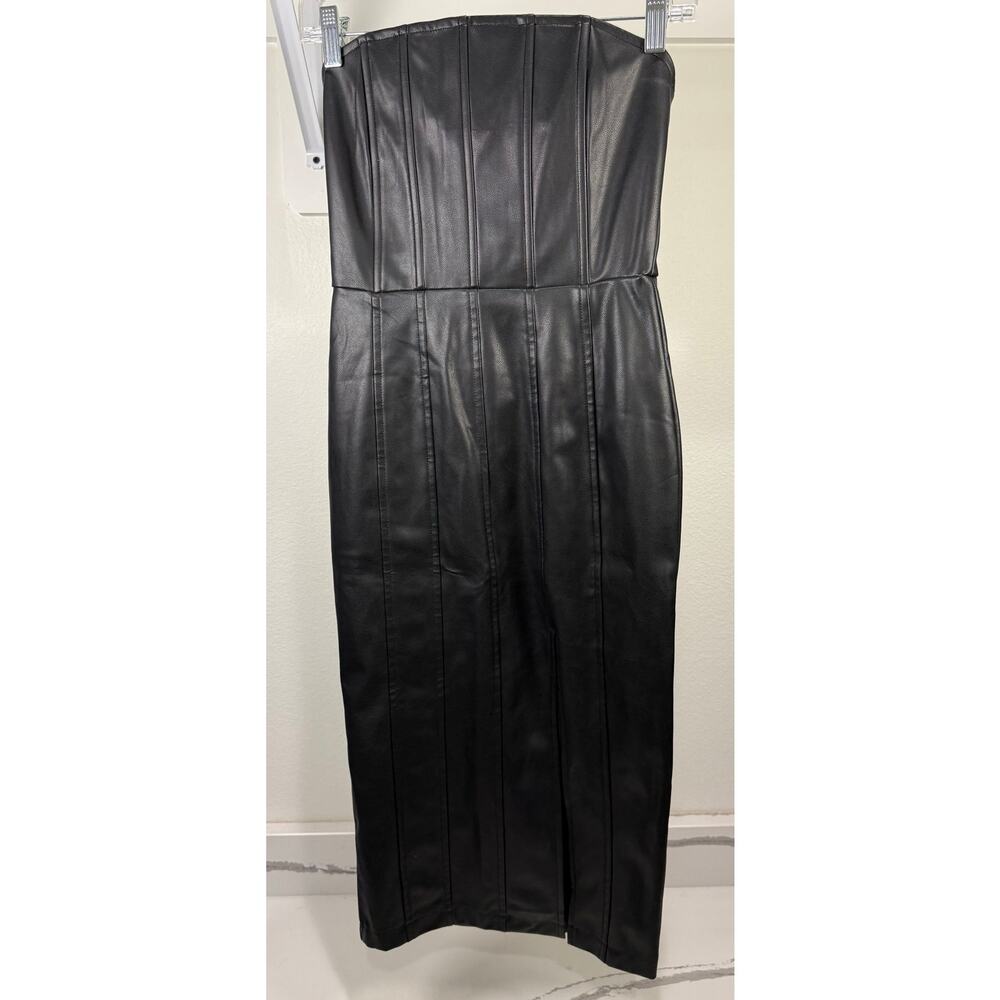 Fate Women's Faux Leather Strapless Bodycon Dress Size Small Cocktail